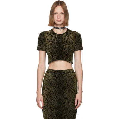 Alexander Wang Cropped Animal-print Chenille Top In 983 Blk/gol