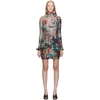GIVENCHY GIVENCHY MULTICOLOR FLOWERS PLEATED LONG SLEEVE DRESS