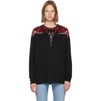 Marcelo Burlon County Of Milan Black And Red Geometric Wings T-shirt In Black Multi