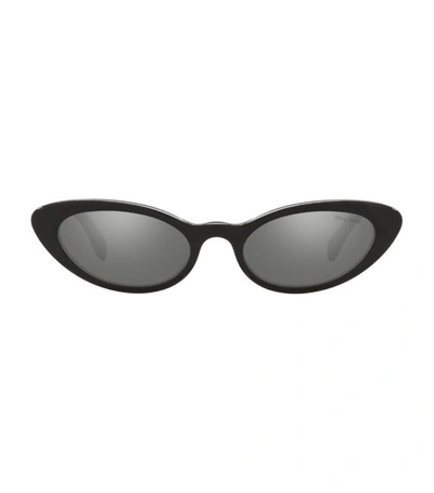 Miu Miu Mu 09us Cat-eye Frame Sunglasses In Dark Grey Flash Silver