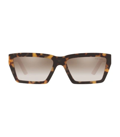 Prada Tortoiseshellrectangle Sunglasses In Brown Grad Grey Mirror Silver