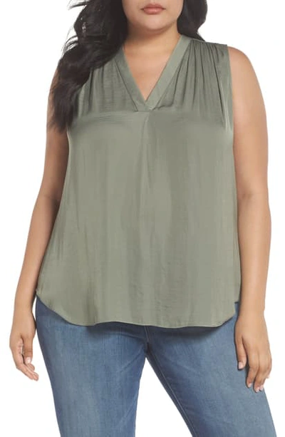 Vince Camuto V-neck Rumple Blouse In Camo Green