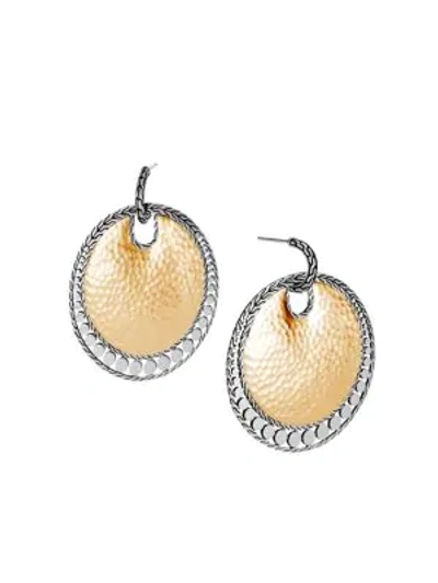 John Hardy Women's Dot 18k Yellow Gold & Sterling Silver Disc Drop Earrings In Gold And Silver