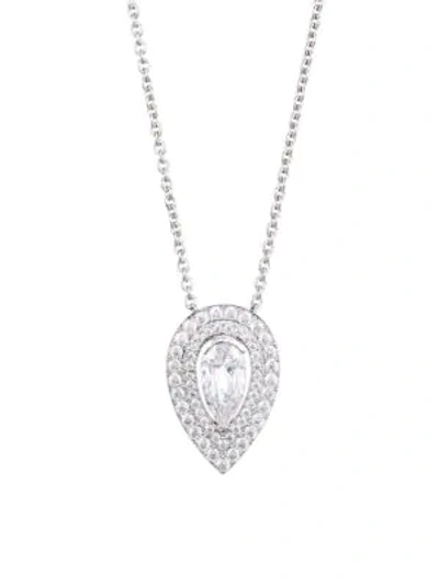 Adriana Orsini Rhodium-plated Sterling Silver & Cubic Zirconia Teardrop Pendant Necklace