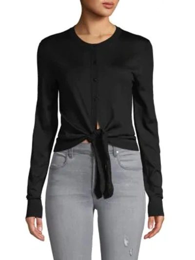 Dolce & Gabbana Knotted-front Silk Cardigan In Black