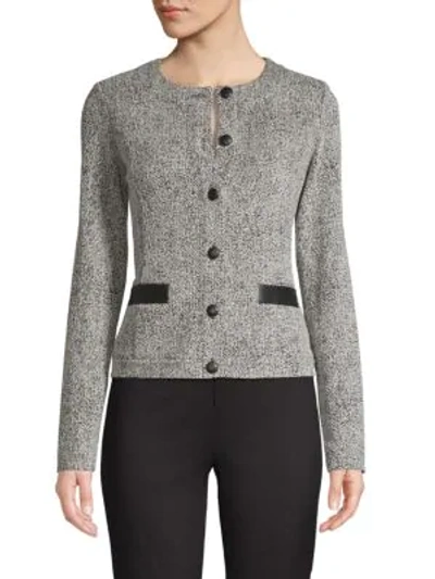 Karl Lagerfeld Button-front Tweed Jacket In Black