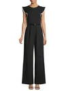Calvin Klein Collection Flutter-sleeve Wide-leg Jumpsuit In Black