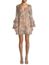 AVANTLOOK Printed Petal-Sleeve Mini Dress