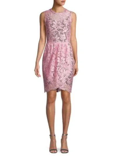 Dolce & Gabbana Floral Lace Sheath Dress In Pink