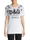 DOLCE & GABBANA SEQUIN PATCH LOGO T-SHIRT,0400011540388