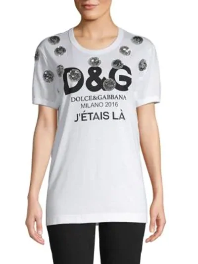 Dolce & Gabbana Sequin Patch Logo T-shirt In White