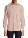 ELEVENTY Melange Cotton Stripe Button-Down Shirt