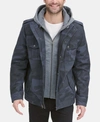 Levi's Men's Sherpa Lined Two Pocket Hooded Trucker Jacket In Navy Camo