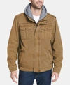 Levi's Washed Cotton Faux Shearling Lined Hooded Military Jacket In Worker Brown