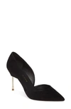 Kurt Geiger Bond Satin Court Shoes In Black Suede