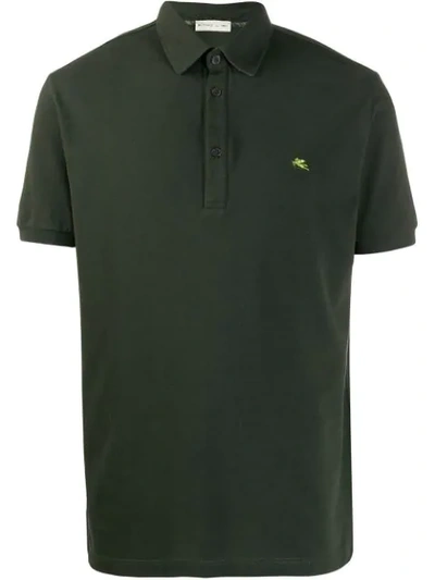 Etro Embroidered Logo Polo Shirt In Green