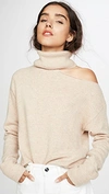 Paige Raundi Turtleneck Cutout Sweater In Camel