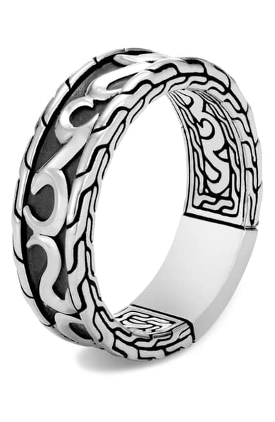 John Hardy Men's Classic Chain 18k Gold & Silver Ring With Damascus Steel