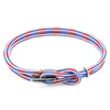 ANCHOR & CREW PROJECT-RWB RED WHITE & BLUE PADSTOW SILVER & ROPE BRACELET (M)