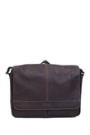 Kenneth Cole Single Gusset Flapover Colombian Leather Messenger Bag In Brown