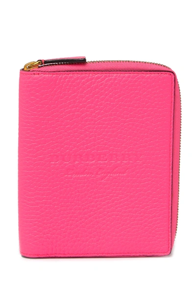Burberry Walcott Leather Mini Portfolio In Bright Pink
