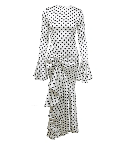 Caroline Constas Monique Midi Dress In White/black