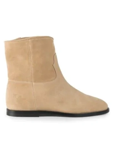 Off-white Paperclip Chelsea Suede Boots In Beige