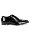 Versace Brogue Cap-toe Leather Oxfords In Black