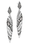 John Hardy Sterling Silver White & Gray Diamond Spear Drop Earrings In Silver/ Diamond