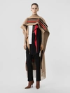 BURBERRY Striped Wool Cashmere Blend Cape