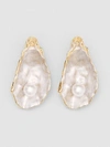 BURBERRY Faux Pearl Detail Gold-plated Oyster Earrings