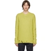 STELLA MCCARTNEY STELLA MCCARTNEY YELLOW ALPACA OVERWASHED V-NECK SWEATER