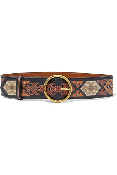 Etro Printed Leather Belt In Black