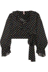 AGENT PROVOCATEUR SIDNIE POLKA-DOT SILK-CHIFFON WRAP TOP