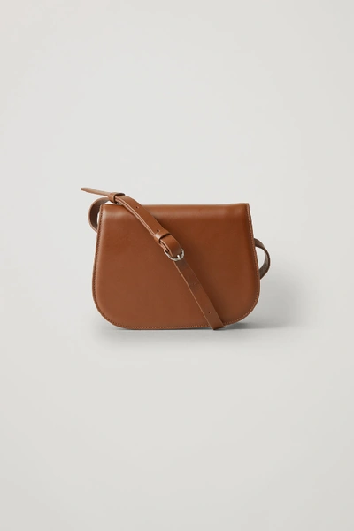 Cos Small Leather Shoulder Bag In Beige