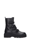 LE SILLA COMBAT BOOTS IN BLACK LEATHER,11056784