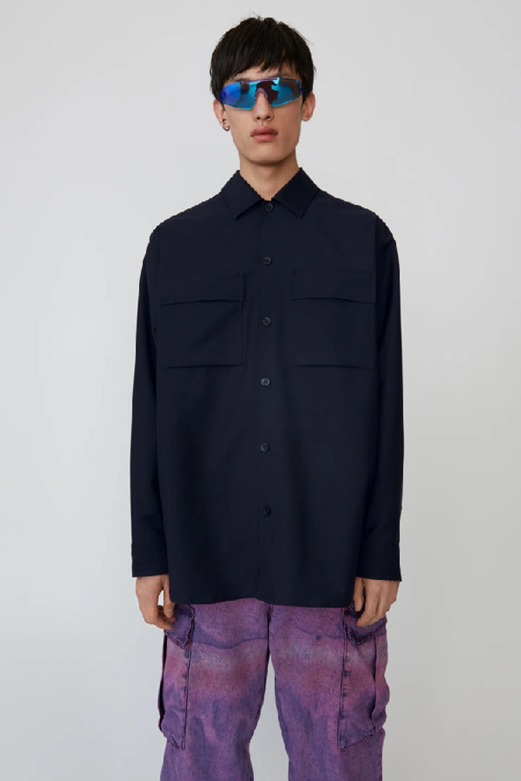 Acne Studios【HOUSTON WO MH】 Acne Studios Houston Wo Mh Navy Blue In Oversized Wool-blend