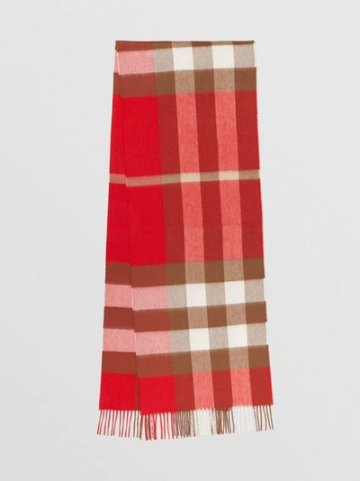 Burberry Check Cashmere Scarf In Bright Red