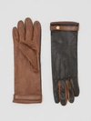 BURBERRY Silk-lined Two-tone Lambskin Gloves