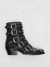 BURBERRY Buckled Embellished Leather Peep-toe Ankle Boots