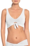 Robin Piccone Ava Knot Front Bikini Top In White