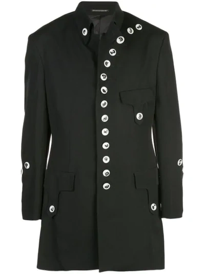 Yohji Yamamoto Gabardine Wool Jacket W/ Buttons In Black