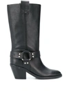 SEE BY CHLOÉ MID-CALF BUCKLED BOOTS