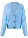 Ganni Boxy Knitted Cardigan In 697 Azure Blue