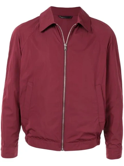 Gieves & Hawkes Zipped Bomber Jacket In Red