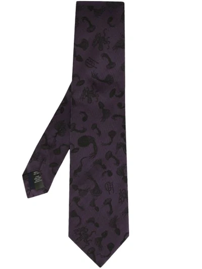 Gieves & Hawkes Logo Embroidered Tie In Purple