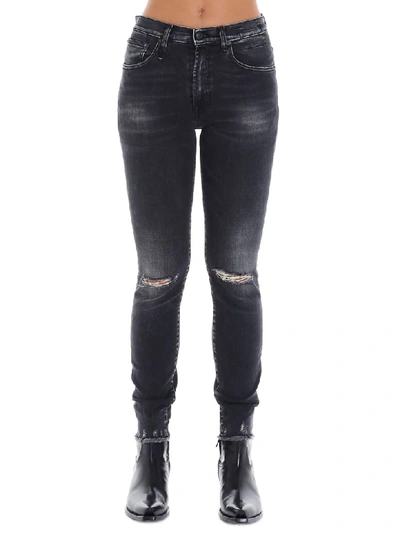 R13 High Rise Skinny Cotton Denim Jeans In Black