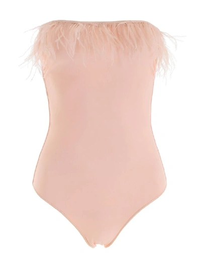 Oseree Oséree Swimsuit With Feathers In Pink