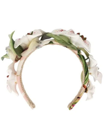 Dolce & Gabbana Floral Embellished Hairband In Hfkk8 Gigli Fdo.rosa