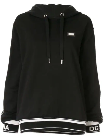 Dolce & Gabbana Jersey Logo Zip-front Sweatshirt In Black